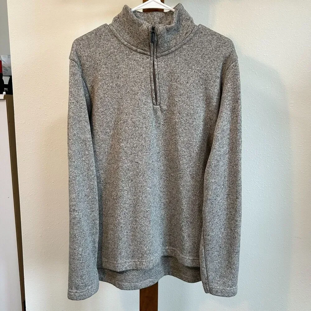Wrangler Authentics 1/4 Zip Fleece Pullover Mens Medium Gray Sweater